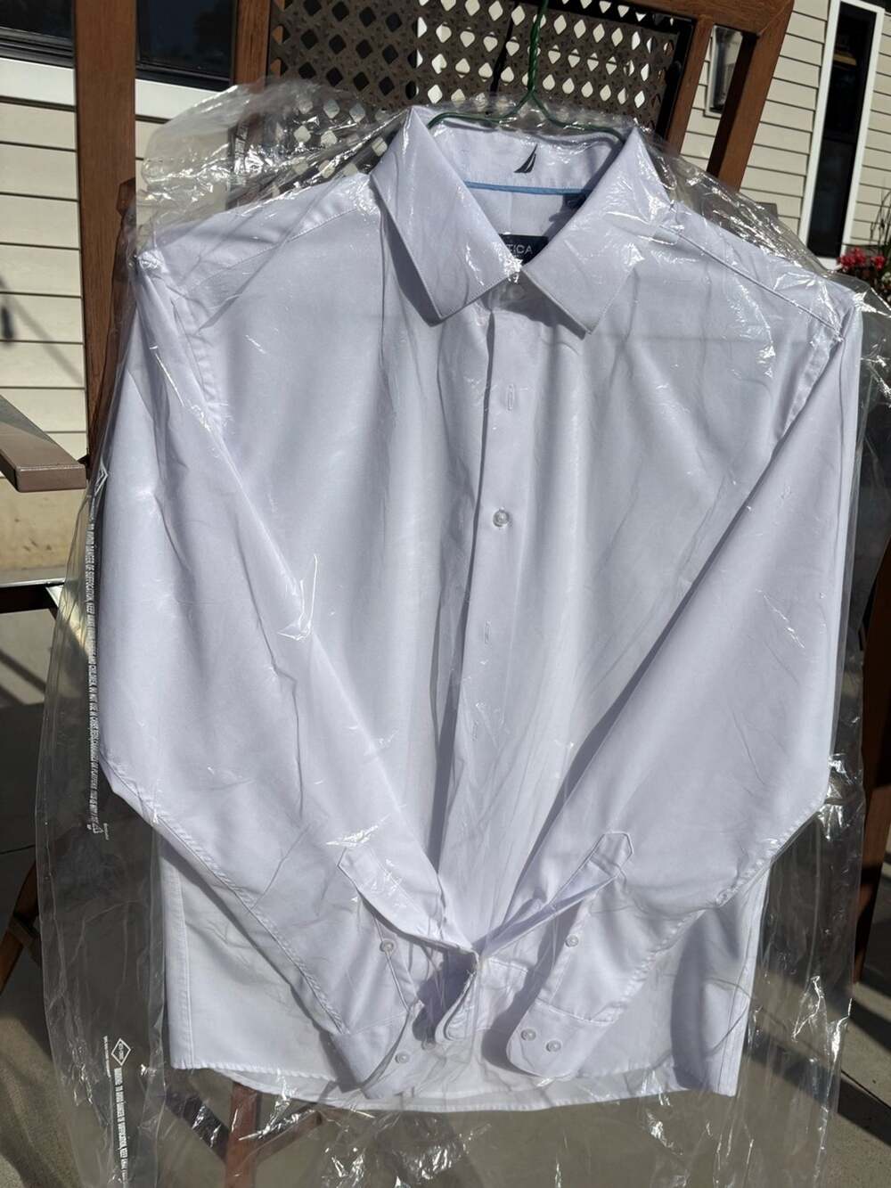 Men's Nautica White Dress Shirt - Classic Formal Shirt-Dry Cleaned and Pressed